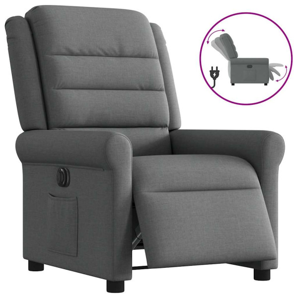 Sillón reclinable eléctrico de tela gris oscuro D