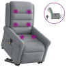 Sillón de masaje eléctrico reclinable elevable tela gris claro 1