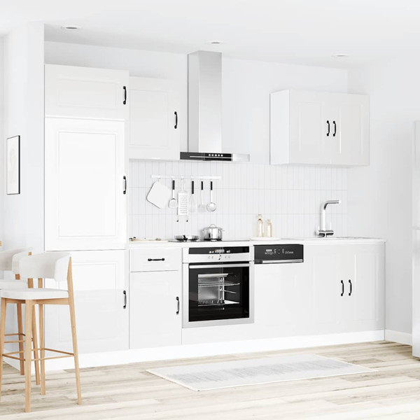 7 peças armário de cozinha conjunto Kalmar branco brilhante M 3
