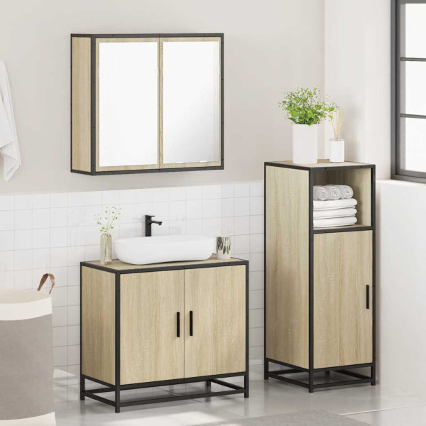 Set de muebles de baño 3 pzas madera contrachapada roble Sonoma M 4