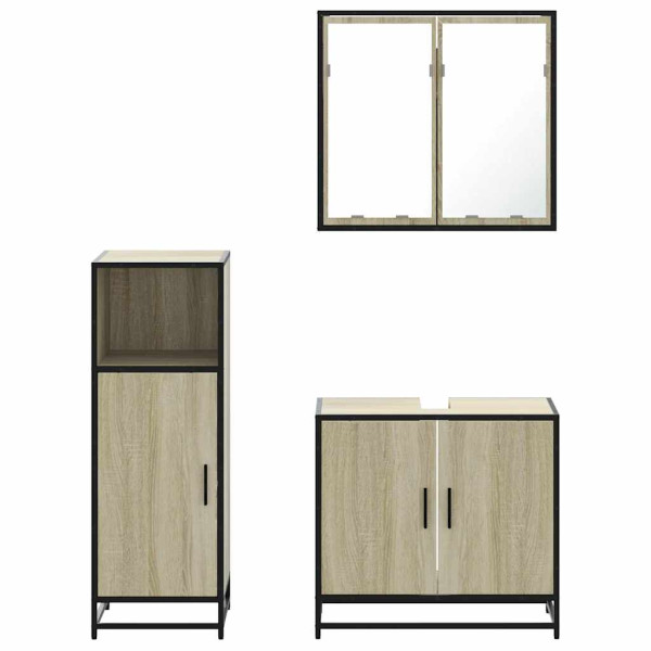 Set de muebles de baño 3 pzas madera contrachapada roble Sonoma M 5
