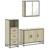 Set de muebles de baño 3 pzas madera contrachapada roble Sonoma 2