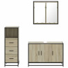 Set de muebles de baño 3 pzas madera contrachapada roble Sonoma 5
