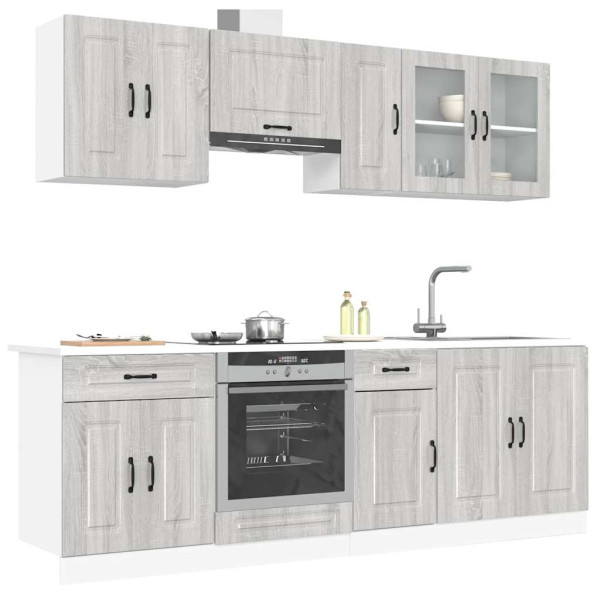 Mueble cocina Kalmar sonoma gris 8 pzas madera contrachapada D