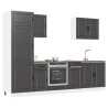 Mueble de cocina Kalmar negra 7 piezas madera contrachapada 1