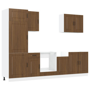 Mueble cocina Kalmar roble marrón 7 pzas madera contrachapada H