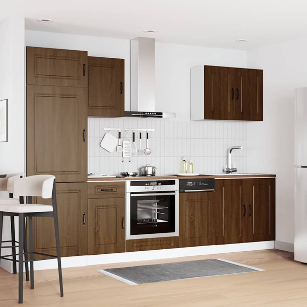 Mueble cocina Kalmar roble marrón 7 pzas madera contrachapada M 3