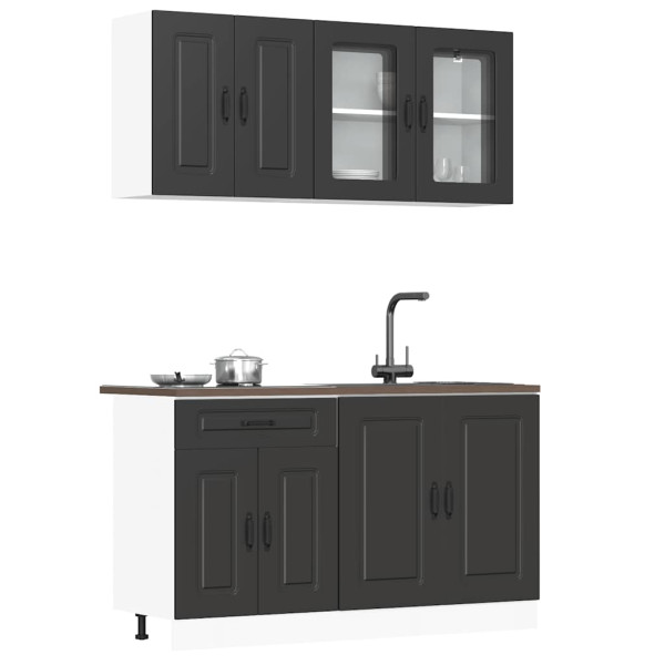 4 peças armário de cozinha conjunto Kalmar preto D