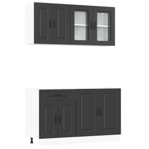 Mueble de cocina Kalmar negra 4 piezas madera contrachapada H