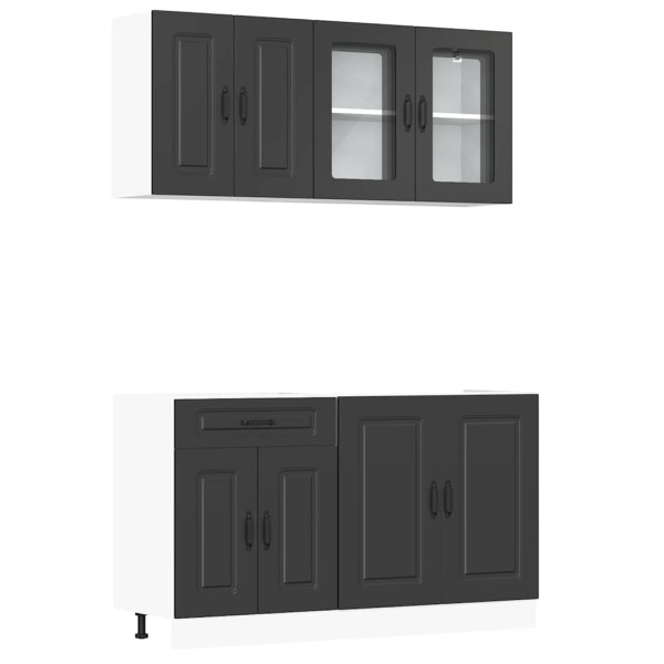 Mueble de cocina Kalmar negra 4 piezas madera contrachapada M 2
