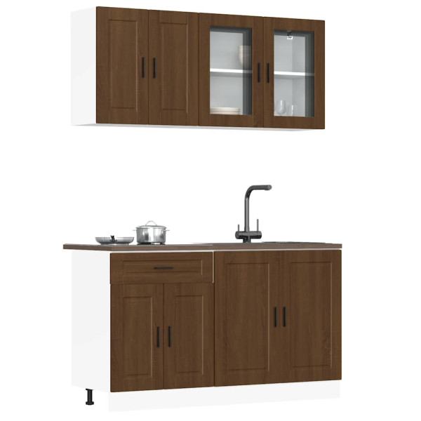 Mueble cocina Kalmar roble marrón 4 pzas madera contrachapada D