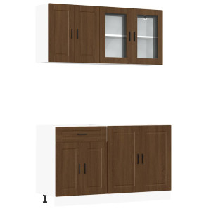 Mueble cocina Kalmar roble marrón 4 pzas madera contrachapada H