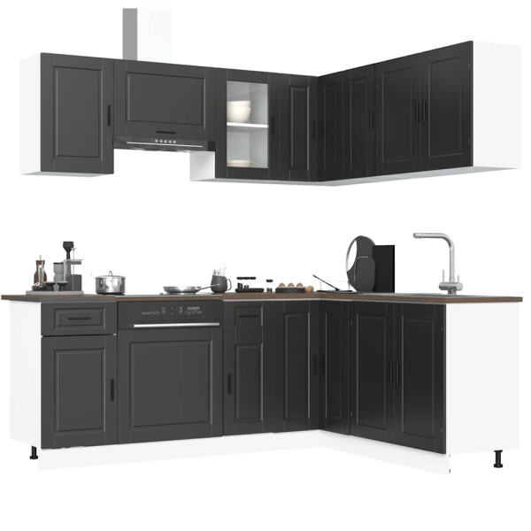 Mueble de cocina Porto negra 11 piezas madera contrachapada D
