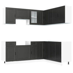 Mueble de cocina Porto negra 11 piezas madera contrachapada H