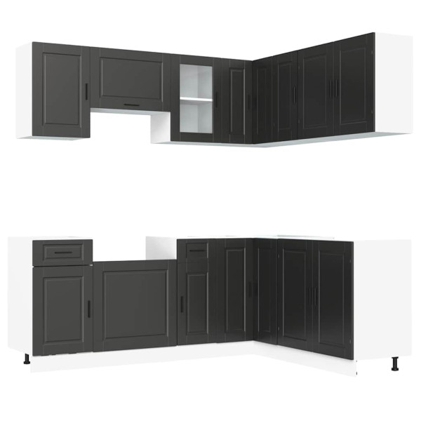 Mueble de cocina Porto negra 11 piezas madera contrachapada M 2