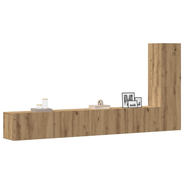 Mueble para TV de pared madera contrachapada artesanal 3 piezas D