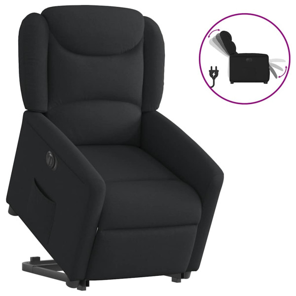 Sillón eléctrico reclinable elevable de tela negro D