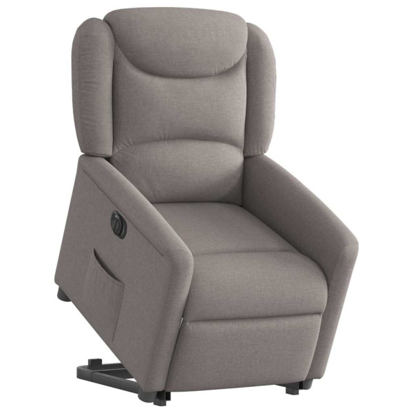 Sillón eléctrico reclinable elevable de tela gris taupe M 3