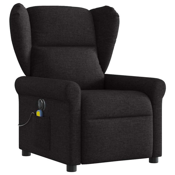 Sillón reclinable de masaje eléctrico tela negro M 3