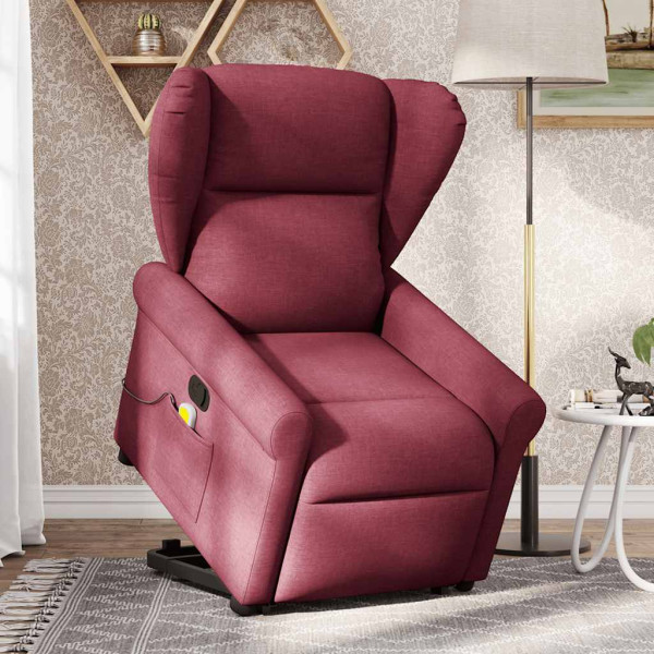Poltrona de massagens reclin. elevatória tecido vermelho tinto M 2