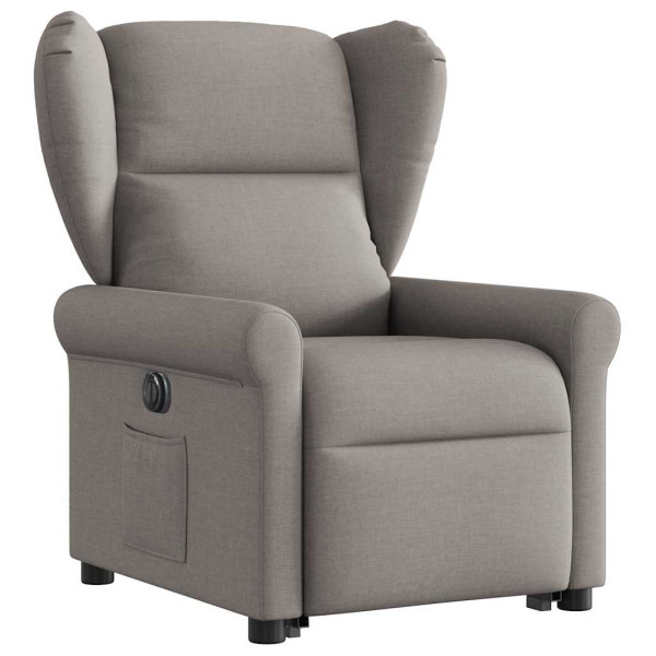 Sillón eléctrico reclinable elevable de tela gris taupe M 3