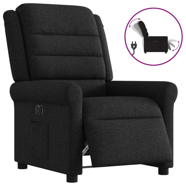Sillón reclinable eléctrico de tela negro D
