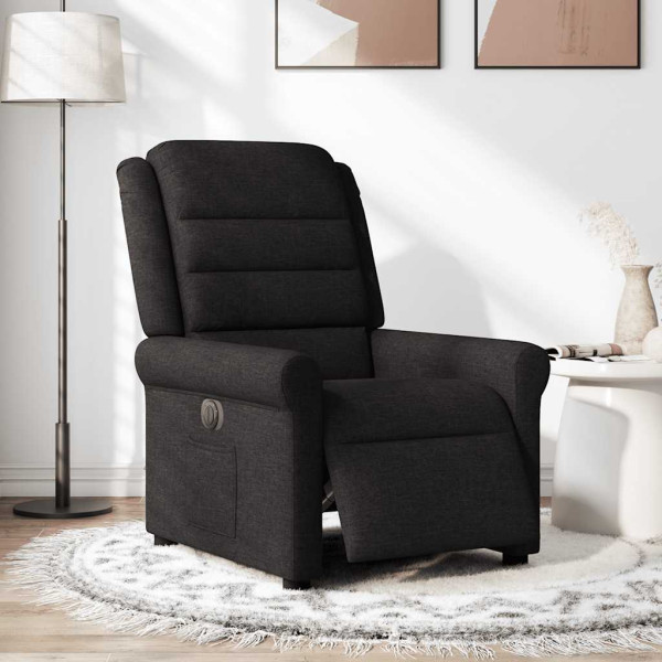 Sillón reclinable eléctrico de tela negro M 3