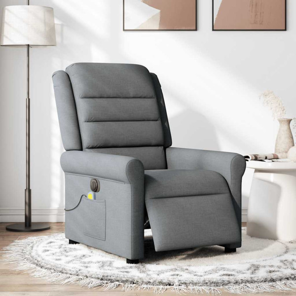Sillón reclinable de masaje eléctrico tela gris oscuro M 3