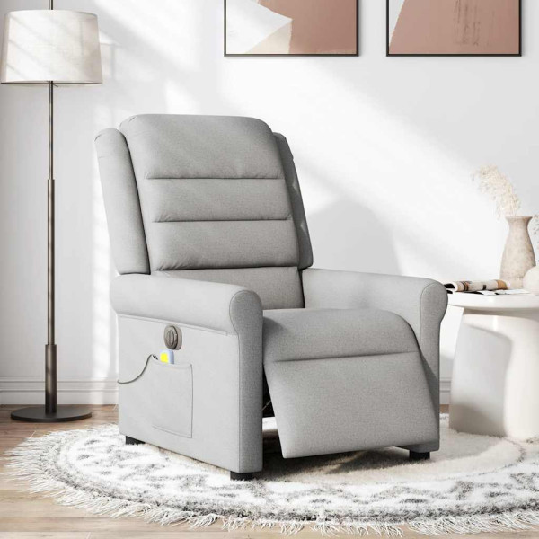Sillón reclinable de masaje eléctrico tela gris nube M 3