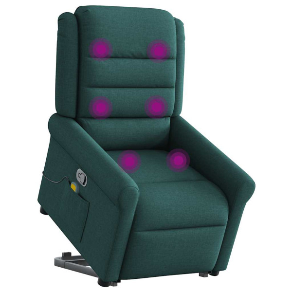 Silla de masaje reclinable de pie de tela verde oscura M 2