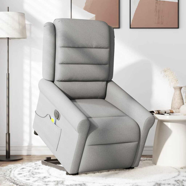 Sillón de masaje eléctrico reclinable elevable tela gris nube M 3
