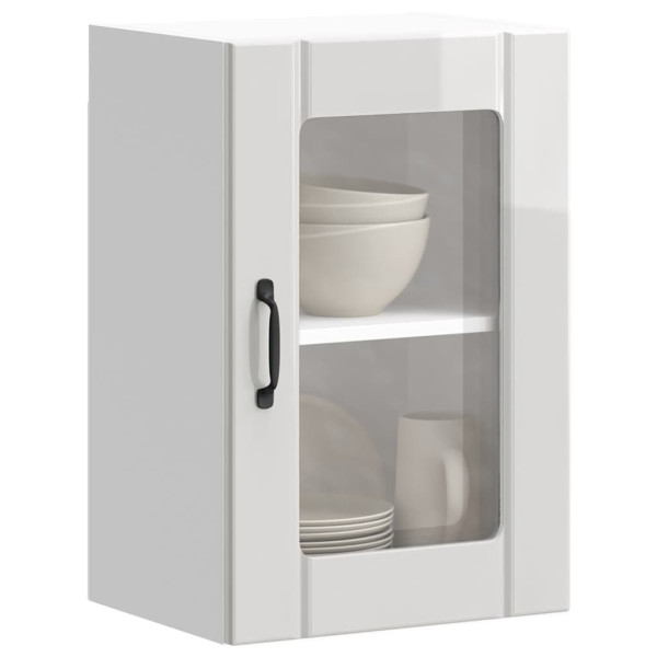 Armario pared para cocina puerta cristal Lucca blanco brillante D