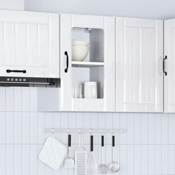 Armario pared para cocina puerta cristal Lucca blanco brillante M 4