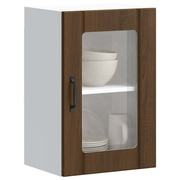 Armario de pared para cocina puerta cristal Lucca roble marrón D