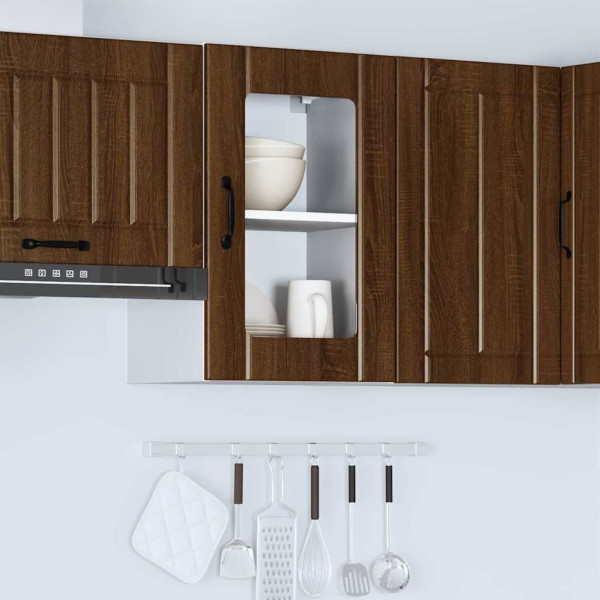 Armario de pared para cocina puerta cristal Lucca roble marrón M 4