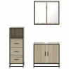Set de muebles de baño 3 pzas madera contrachapada roble Sonoma 5