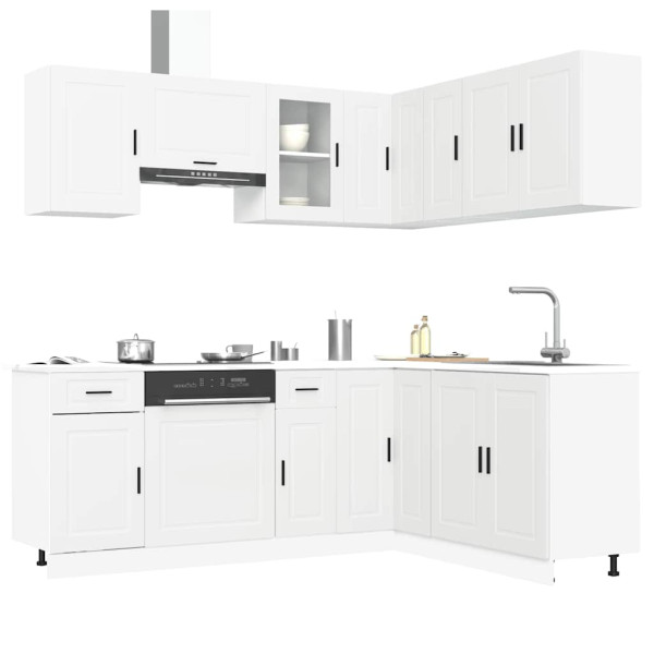 Mueble de cocina Porto blanco 11 piezas madera contrachapada D