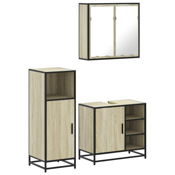 Set de muebles de baño 3 pzas madera contrachapada roble Sonoma M 2