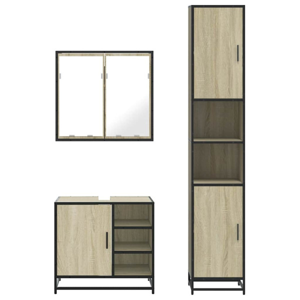 Set de muebles de baño 3 pzas madera contrachapada roble Sonoma M 5