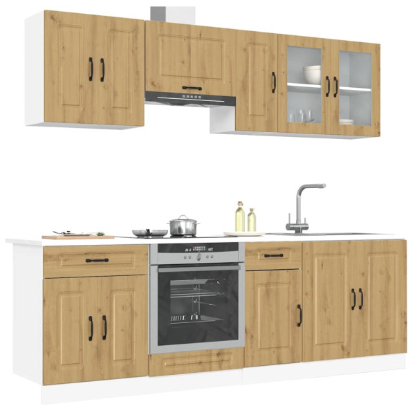 Mueble de cocina Kalmar 8 piezas artesanal roble D