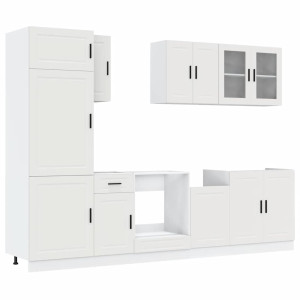 Mueble de cocina Kalmar blanco 8 piezas madera contrachapada H