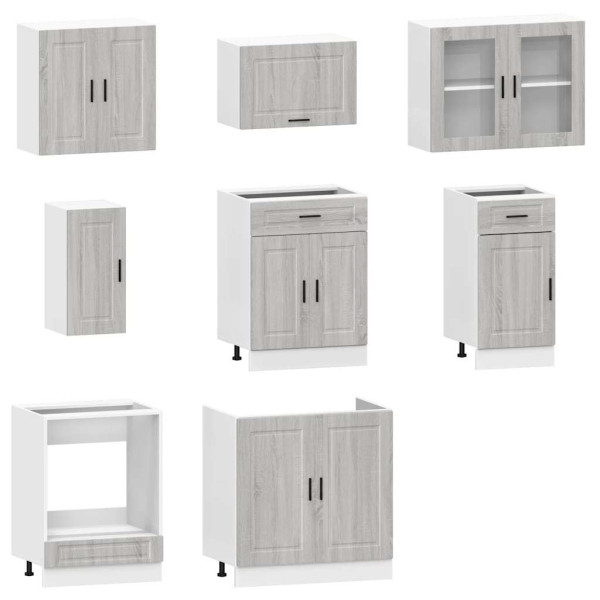 Mueble cocina Kalmar sonoma gris 8 pzas madera contrachapada M 4