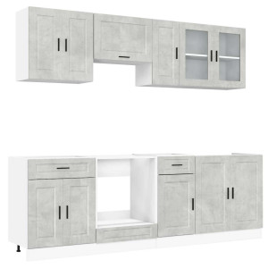 Mueble cocina Kalmar gris hormigón 8 pzas madera contrachapada H