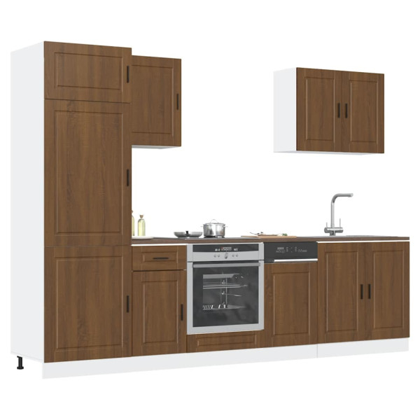 Mueble cocina Kalmar roble marrón 7 pzas madera contrachapada D