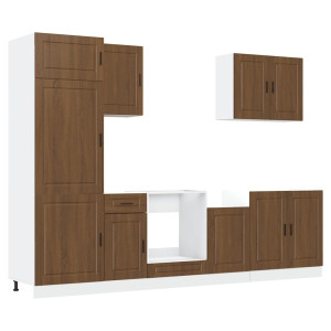 Mueble cocina Kalmar roble marrón 7 pzas madera contrachapada H