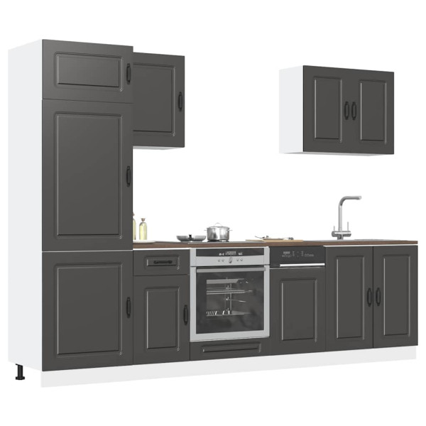 Mueble de cocina Kalmar negra 7 piezas madera contrachapada D