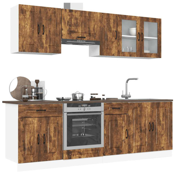 Mueble cocina Kalmar roble ahumado 8 pzas madera contrachapada D