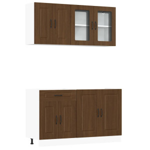 Mueble cocina Kalmar roble marrón 4 pzas madera contrachapada H