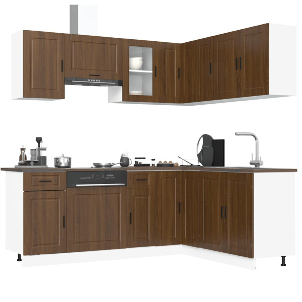Mueble cocina Porto roble marrón 11 pzas madera contrachapada D