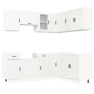 Mueble cocina Porto blanco brillo 11 pzas madera contrachapada H